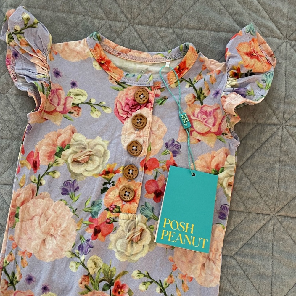 Posh Peanut NWT Bellamy Cap Sleeve Romper, 3-6 Months